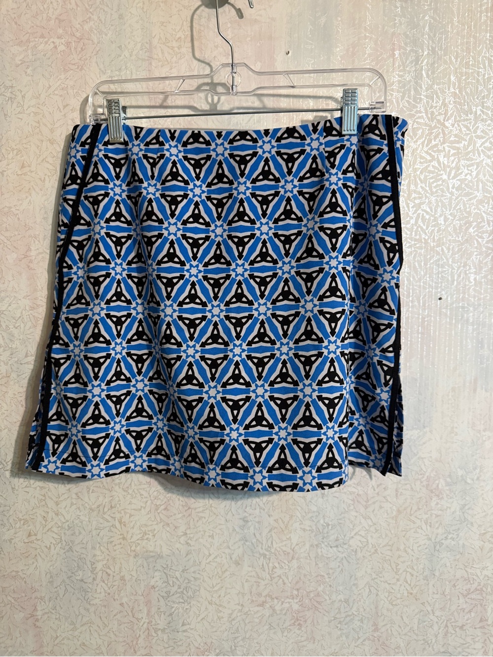 Golftini Blue Geometric Print Side Zip 2 Side Pockets, Back Pocket Skort, Golf 6
